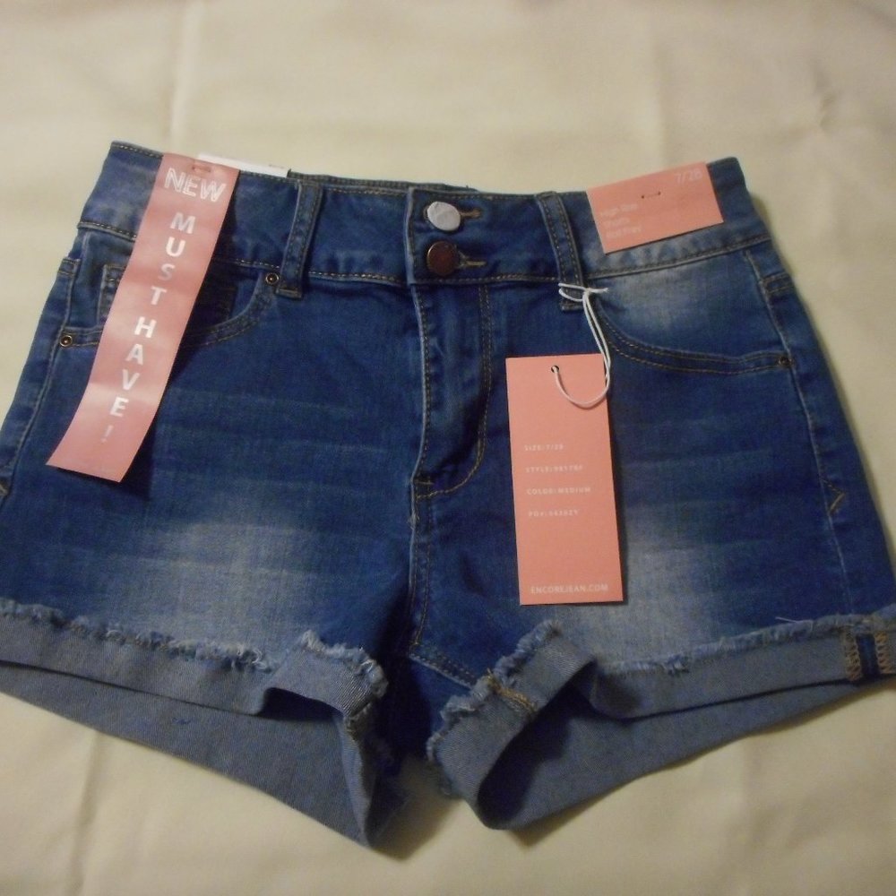 Encore Jeans Roll Fray High Rise Shorts